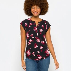41 Hawthorn Black and Pink Floral Blouse